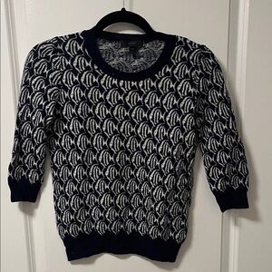 J. Crew Merino Wool Navy and Cream Patterned Sweater